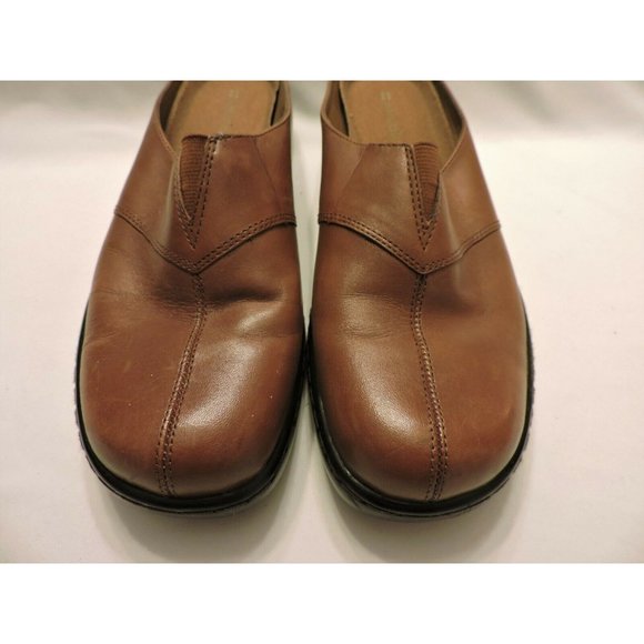 Naturalizer Mardi Mules Leather Clogs Brown Slip On Shoes Flats Womens 7.5M - Picture 2 of 4